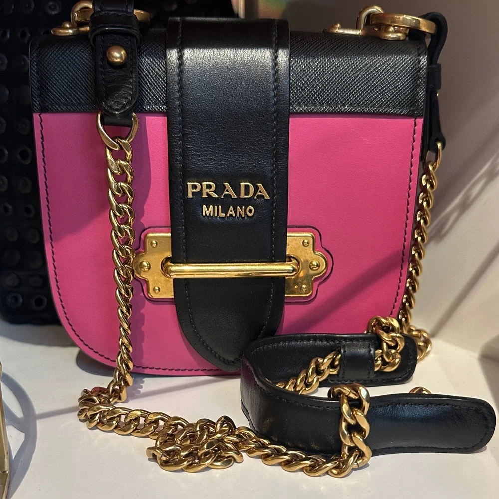 Pink and Black Leather PRADA Crossbody Bag - Picture 10 of 10